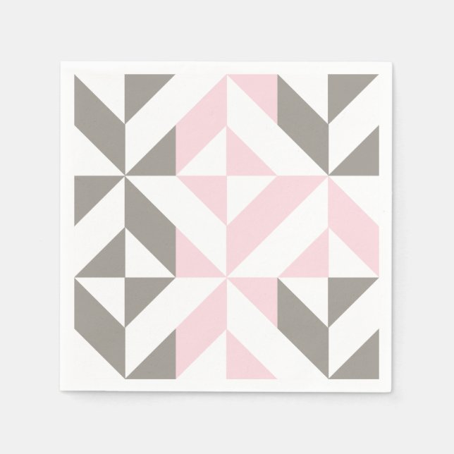Pink and Silver Geometric ZigZag Napkin (Front)