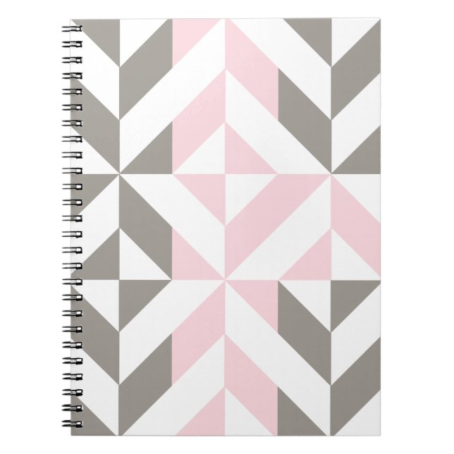 Pink and Silver Geometric ZigZag Notebook (Front)
