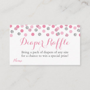 Pink and Silver Glitter Diaper Raffle Ticket Cards