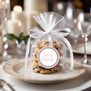 Pink and Silver Glitter Favour Sticker