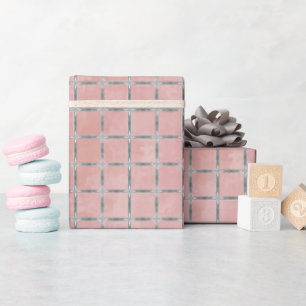 Pink and Silver Grey Lattice Wrapping Paper