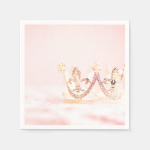 Pink and Silver Princess Crown Napkin