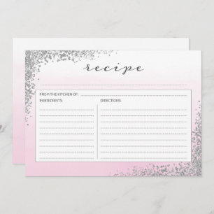 Pink and Silver Recipe Card