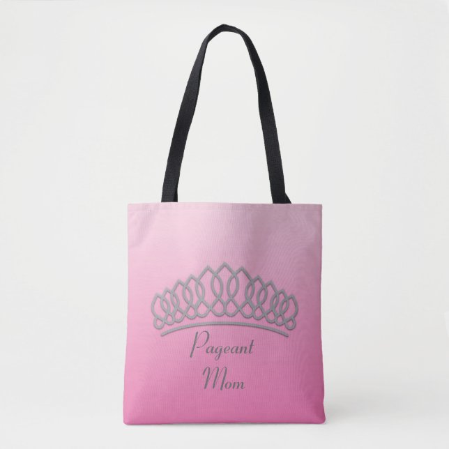 Pink and Silver Tiara Pageant Mum Bag (Front)