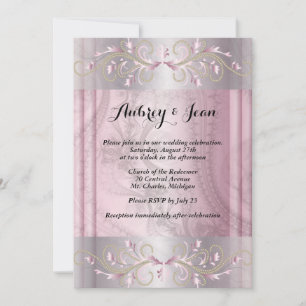Pink and silver wedding invitation