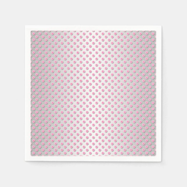 Pink and Silvery White Polka Dot Pattern Napkin (Front)
