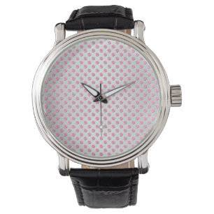 Pink and Silvery White Polka Dot Pattern Watch