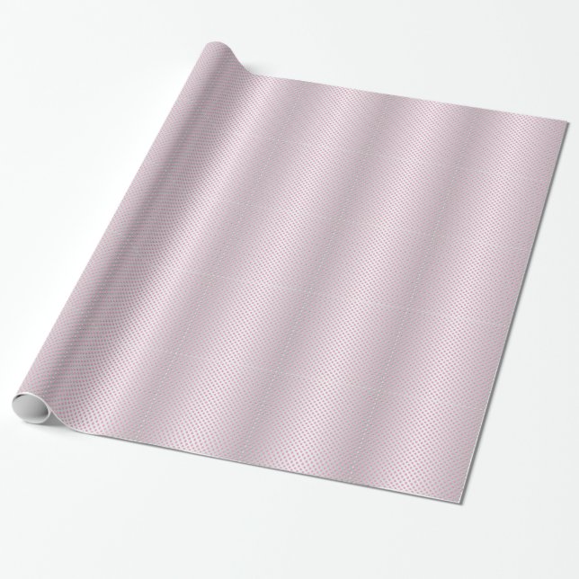 Pink and Silvery White Polka Dot Pattern Wrapping Paper (Unrolled)
