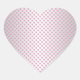 Pink and Silvery White Polka Dots Pattern Heart Sticker