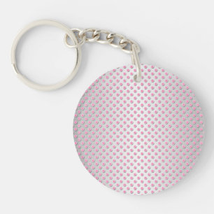 Pink and Silvery White Polka Dots Pattern Key Ring