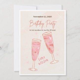 Pink and Simple Creative Happy Birthday Invitation