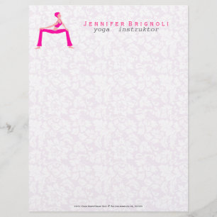 Pink And Skin Tones Yoga Pose Silhouette Letterhead Template