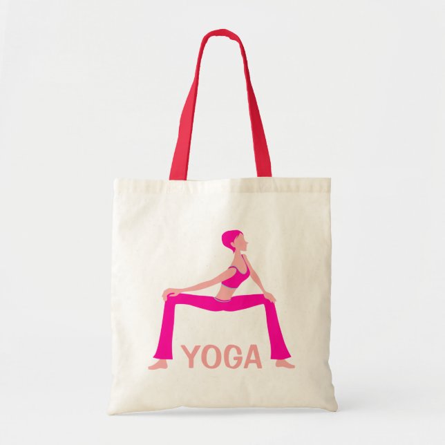 Pink And Skin Tones Yoga Pose Silhouette Tote Bag (Front)