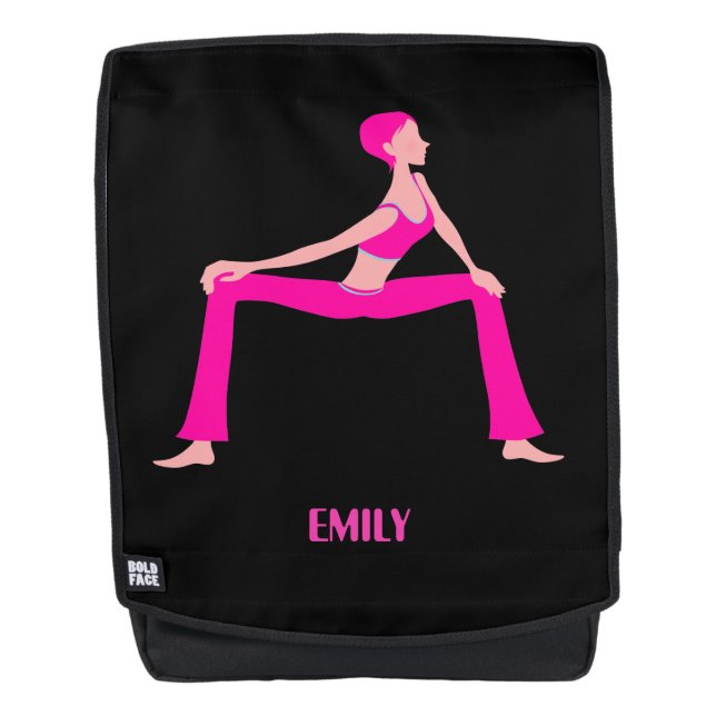 Pink And Skin Yoga Pose Backpack (Front)