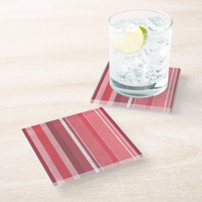 Pink and Stinky Stripes Glass Coaster (Angled)