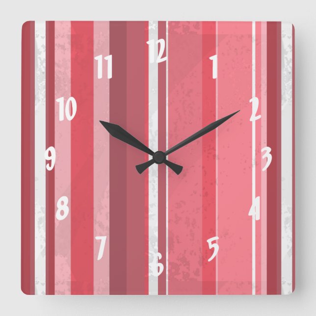 Pink and Stinky Stripes Square Wall Clock (Front)