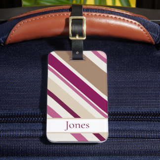 Pink and Tan Luggage Tag
