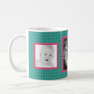 Pink and Teal 3 Custom IG Photos Coffee Mug