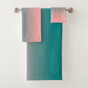 Pink and Teal Bath Towel Set