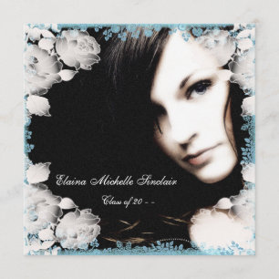 Pink and Teal Blue Girls Photo Graduation Invitation