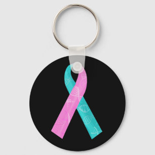 Pink and Teal BRCA DNA Ribbon Key Ring