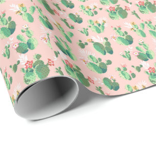 Pink and Teal Cactus Southwestern Wrapping Paper