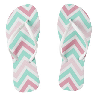 Pink and Teal Chevron Thongs