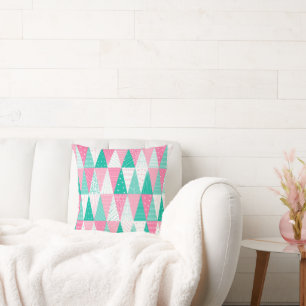 Pink and Teal Christmas Trees Cushion