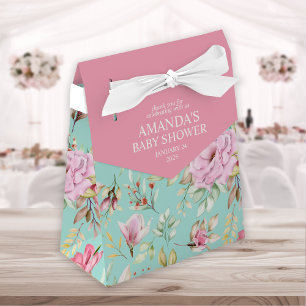 Pink and Teal Country Garden Floral Favour Box