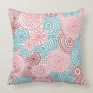 Pink and Teal Doodle ZigZag Whimsical Cushion