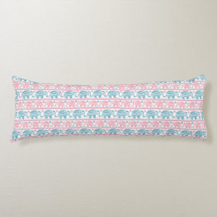 Pink And Teal Ethnic Elephant Pattern Body Cushion