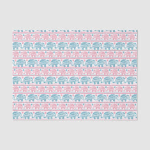Pink And Teal Ethnic Elephant Pattern Tissue Paper