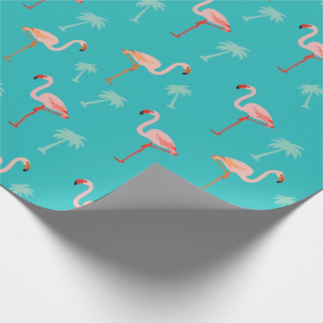 Pink and Teal Flamingo Pattern wrapping paper (Corner)