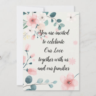 Pink and Teal Floral  Invitation