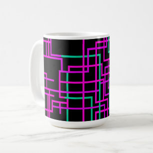 Pink and Teal Geometric Grid Coffee Mug