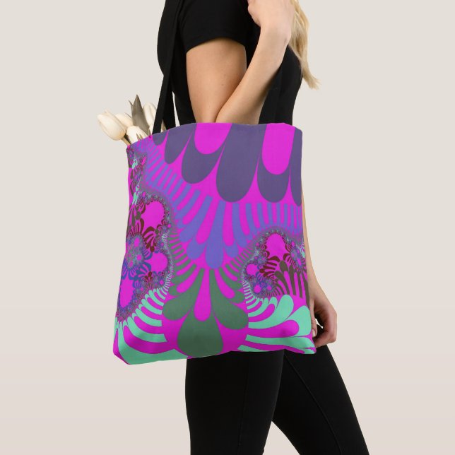 Pink and Teal Mod Tote Bag (Close Up)