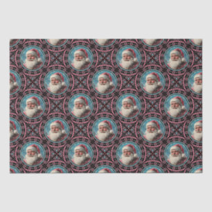 Pink and Teal Retro Santa Mandala Geometric Tile Tissue Paper
