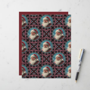 Pink and Teal Retro Santa Mandala Tile Scrapbook