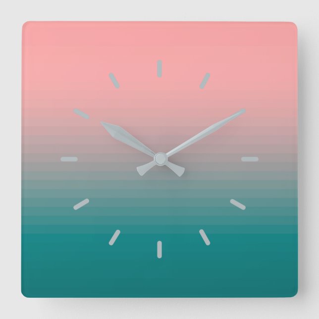 Pink and Teal  Square Wall Clock (Front)
