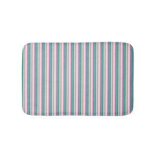 Pink and Teal Striped Bath Mat