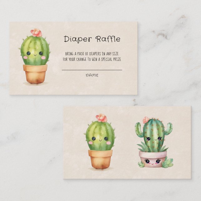 Pink and Teal Turtle Bubbles Diaper Raffle Business Card (Front/Back)