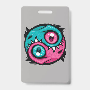 Pink and Teal Yin Yang Dragons ID Badge