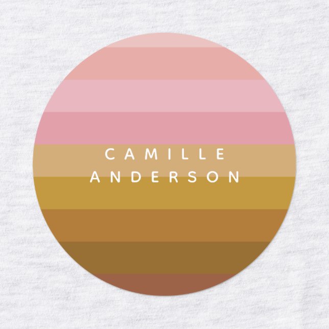 Pink and Terracotta Boho Geometric Stripes Name   (Design 1)