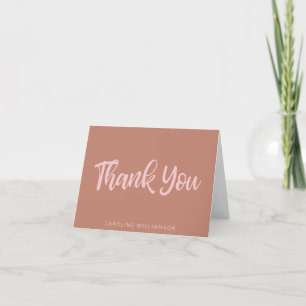 Pink and Terracotta Script Typography Personalised Thank You Card