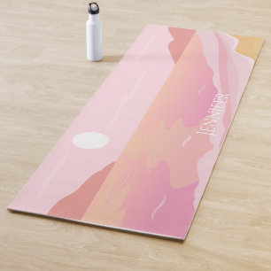 Pink and Terracotta Tropical Beach Yoga Mat