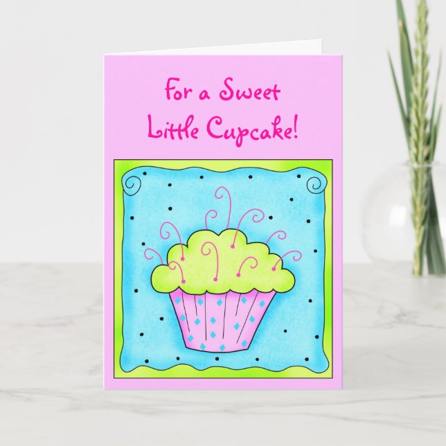 Pink and Turquiose Cupcake Card (Front)