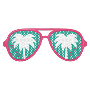 Pink and turquoise blue palm tree party shades