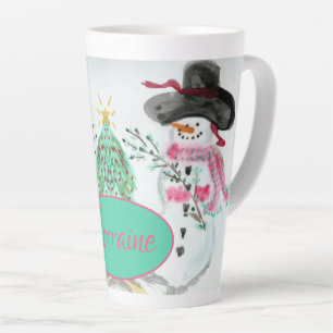 Pink And Turquoise Latte Mug