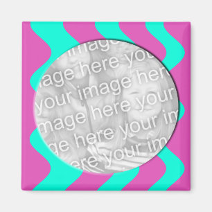 pink and turquoise photo frame magnet