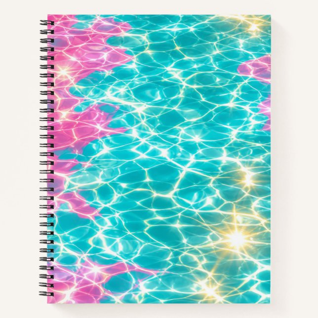Pink and Turquoise Sparkling Water Notebook (Front)
